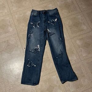 Women’s butterfly printed jeans